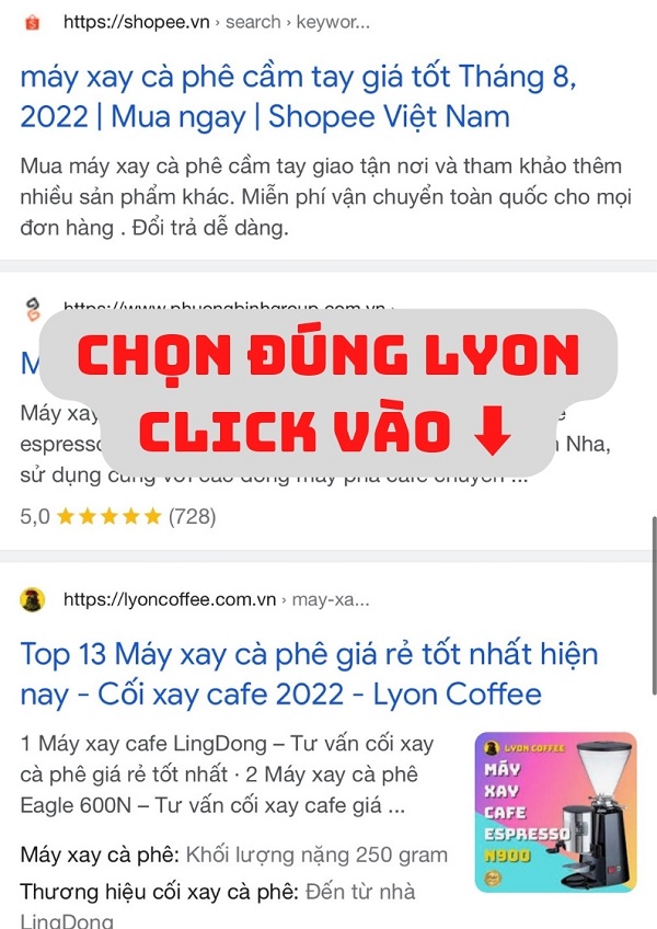 Chọn đúng trang của LYON để vào lấy mã tham gia chương trình