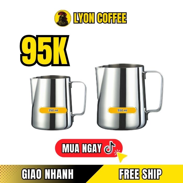 Ca đánh sữa inox có vạch chia định lượng 350ml 550ml