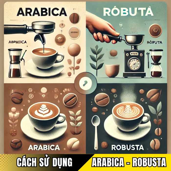 Sự khác biệt Ứng dụng và cách sử dụng cafe Arabica và Robusta
