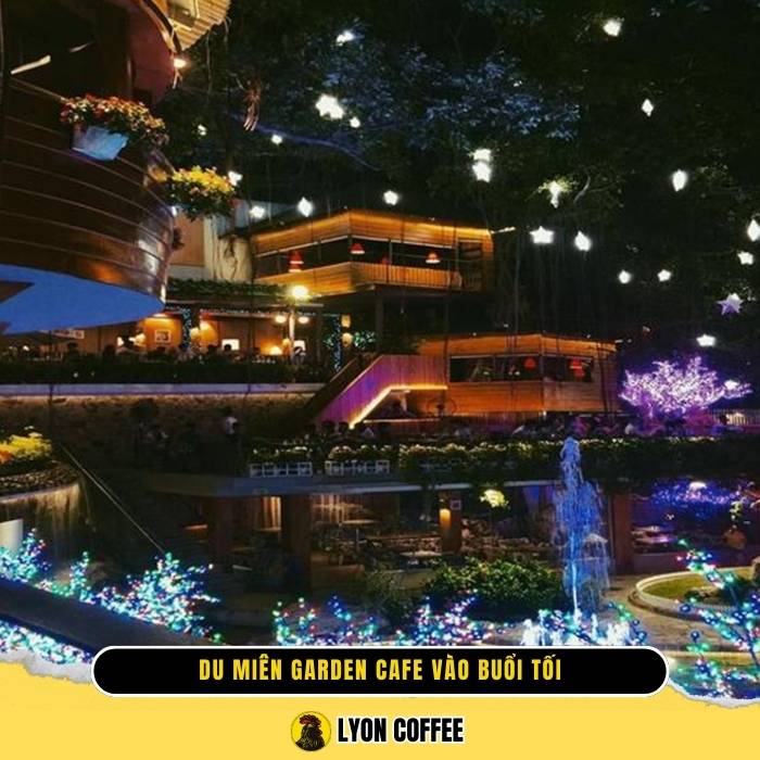 quán Du Miên Garden Cafe vào buổi tối