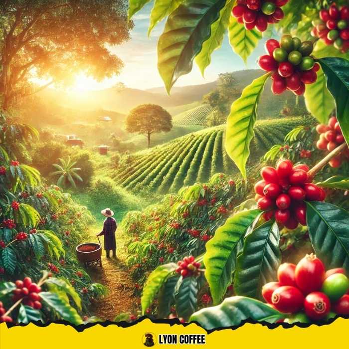 Nông dân thu hoạch cà phê Robusta chín đỏ trên cánh đồng