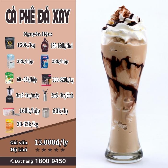 Nguyên liệu công thức cách làm cà phê sữa đá xay Hazelnut, Vani, Dừa, Caramel, Topping Thạch ngon như Highland Cafe