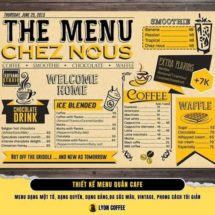 Thiết kế menu quán cafe