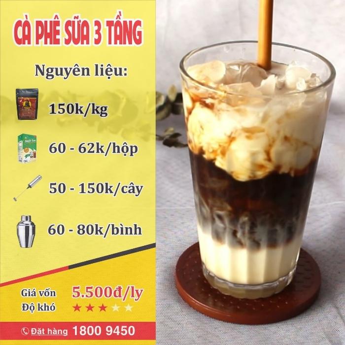cách pha cà phê sữa đá 3 tầng - lyon cafe
