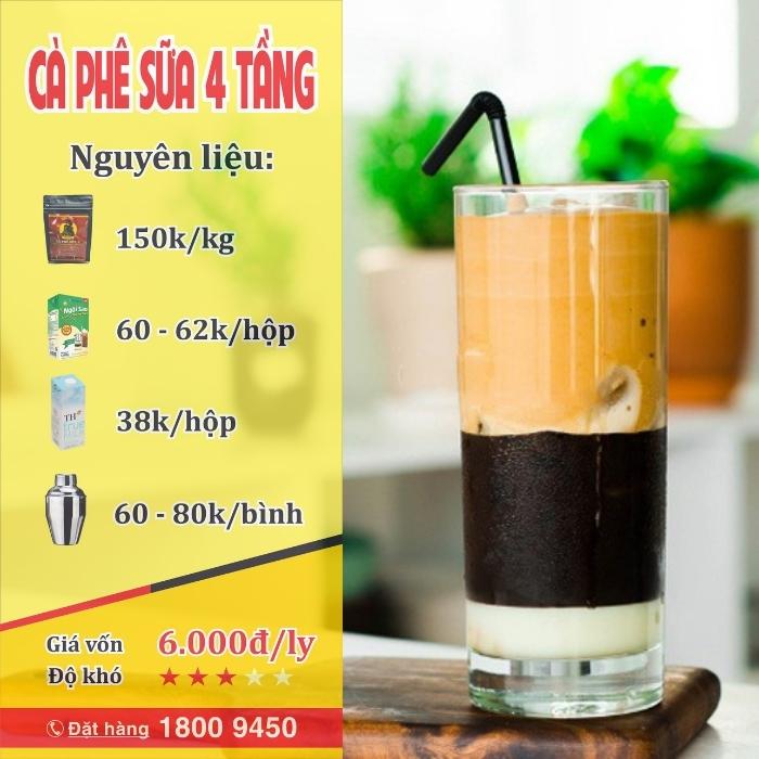 Cách pha cafe sữa đá 4 tầng