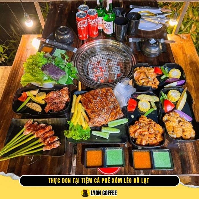 Gà nướng sốt tiêu xanh, sườn nướng tảng, sườn heo nướng, bò cuộn măng tây, lẩu bò lai rai