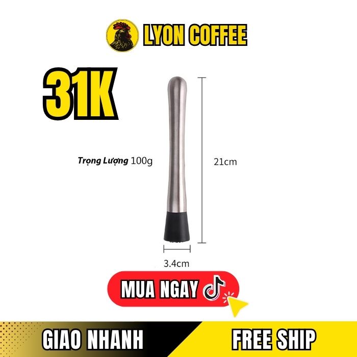 Chày dầm pha chế bằng inox 304 cao cấp bền dày