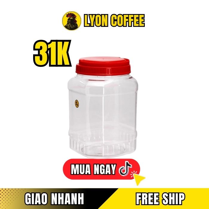 Hủ nhựa vuông Duy Tân 5kg chính hãng trong suốt nắp nhôm giá rẻ