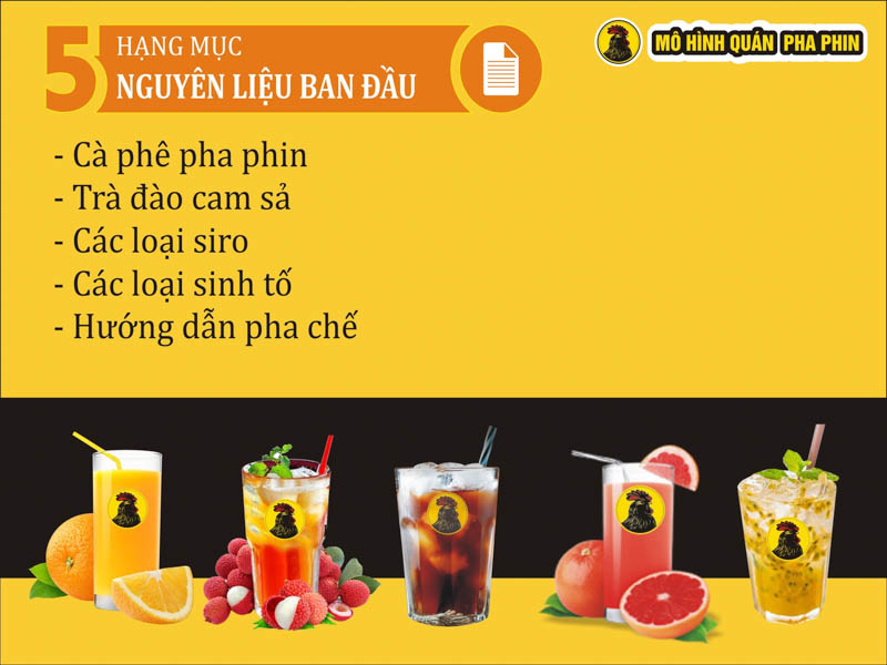 Hạng mục nguyên liệu ban đầu, hướng dẫn pha chế khi mở quán cafe hạt nguyên chất pha phin