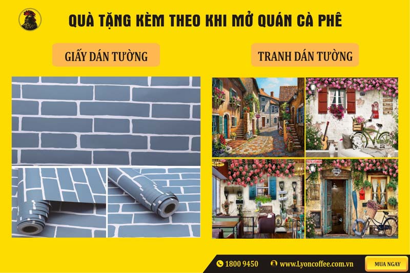 Tặng giấy, tranh dán tường khi mở quán cà phê hạt rang xay nguyên chất pha phin