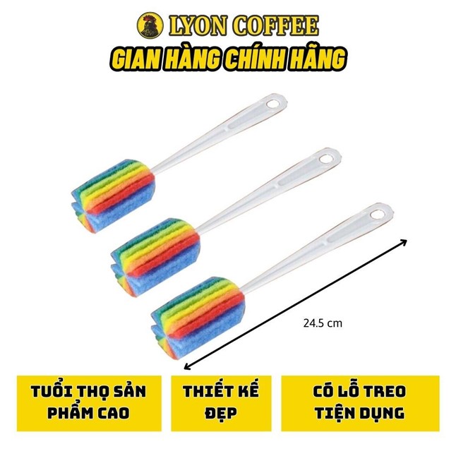 mua cây cọ rửa ly, bình nước 7 sắc cầu vồng