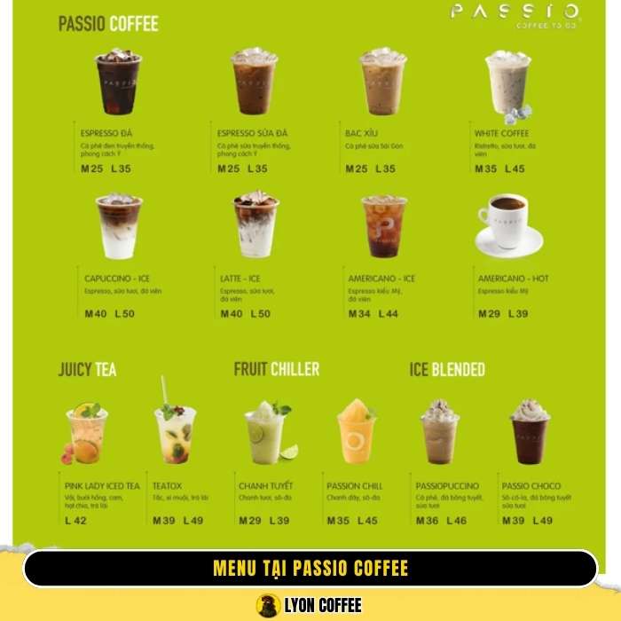 Review đánh giá về chất lượng menu, hình ảnh quán cafe Passio Coffee
