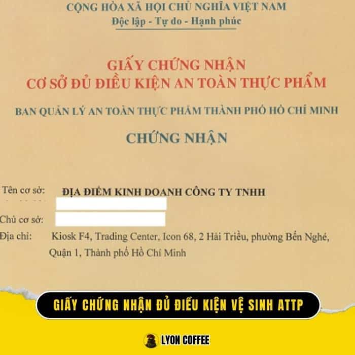 Giấy chứng nhận đủ điều kiện vệ sinh an toàn thực phẩm