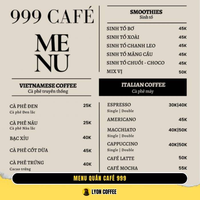 menu thực đơn quán 