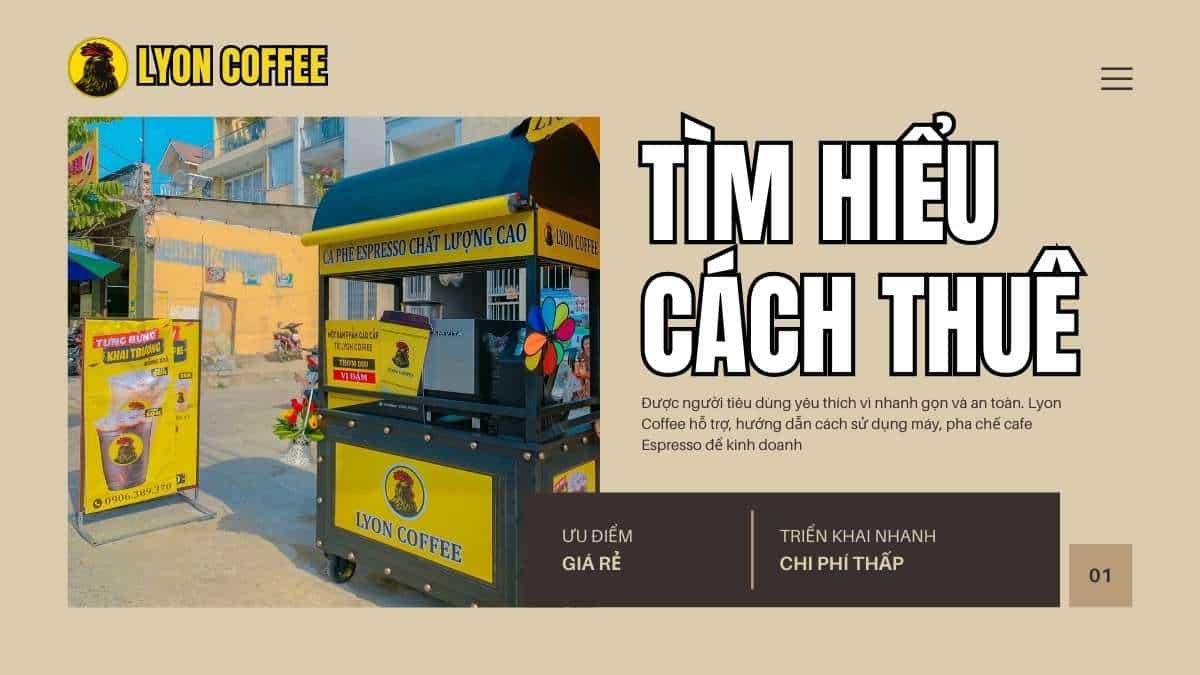 Thuê xe cafe pha máy mang đi giá rẻ tiện lợi cho kinh doanh.