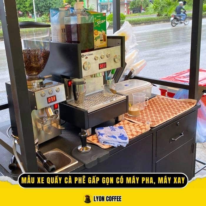 Mẫu xe quầy cà phê gấp gọn theo mô hình cafe pha máy