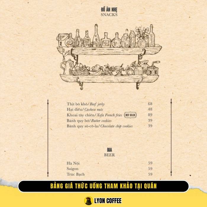 Menu đồ ăn nhẹ